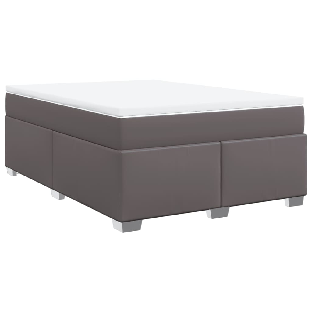 Boxspringbett mit Matratze Grau 140x190 cm Kunstleder