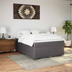 Boxspringbett mit Matratze Grau 140x190 cm Kunstleder