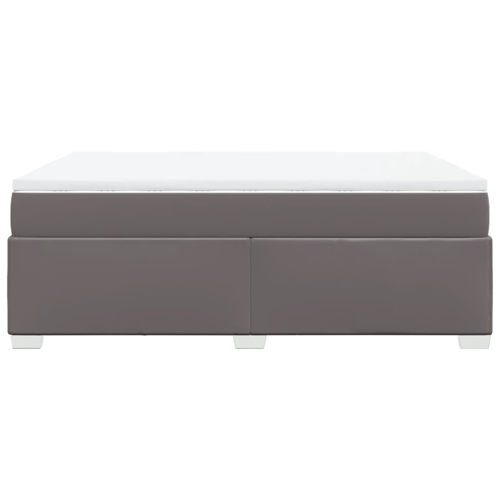 Boxspringbett mit Matratze Grau 140x190 cm Kunstleder