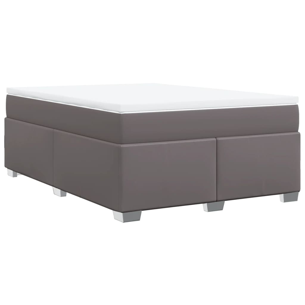 Boxspringbett mit Matratze Grau 140x190 cm Kunstleder