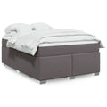 Boxspringbett mit Matratze Grau 140x190 cm Kunstleder