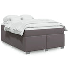 Boxspringbett mit Matratze Grau 140x190 cm Kunstleder
