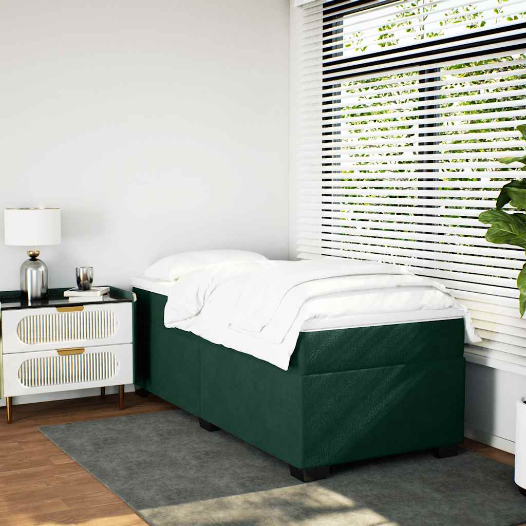 Boxspringbett mit Matratze Dunkelgrün 90x190 cm Samt