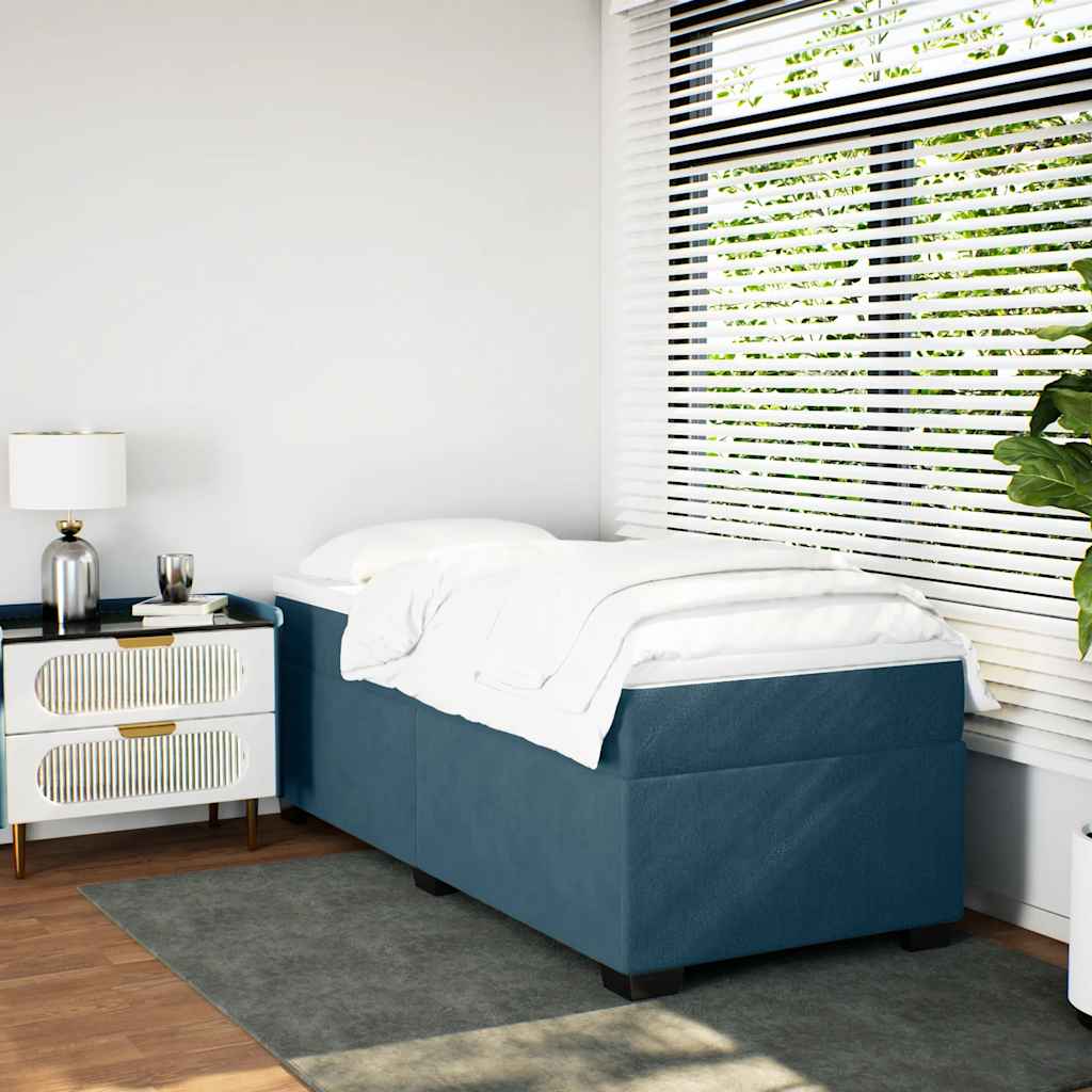 Boxspringbett mit Matratze Dunkelblau 100x200 cm Samt
