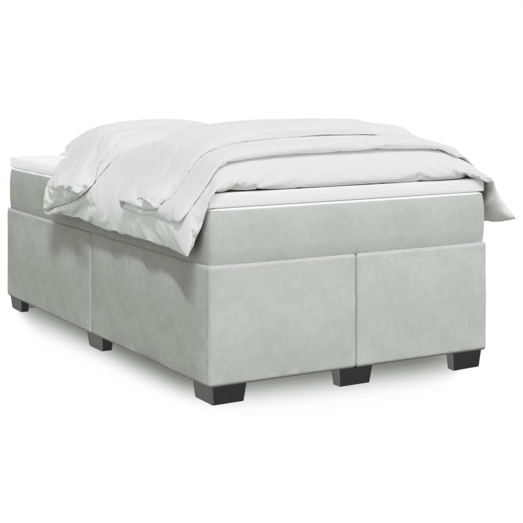 Boxspringbett mit Matratze Hellgrau 120x190 cm Samt