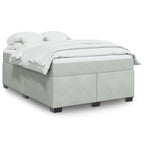 Boxspringbett mit Matratze Hellgrau 140x190 cm Samt