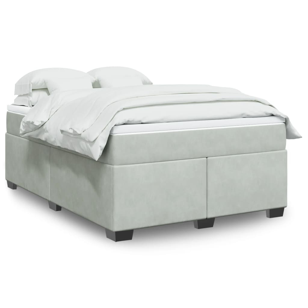 Boxspringbett mit Matratze Hellgrau 140x190 cm Samt