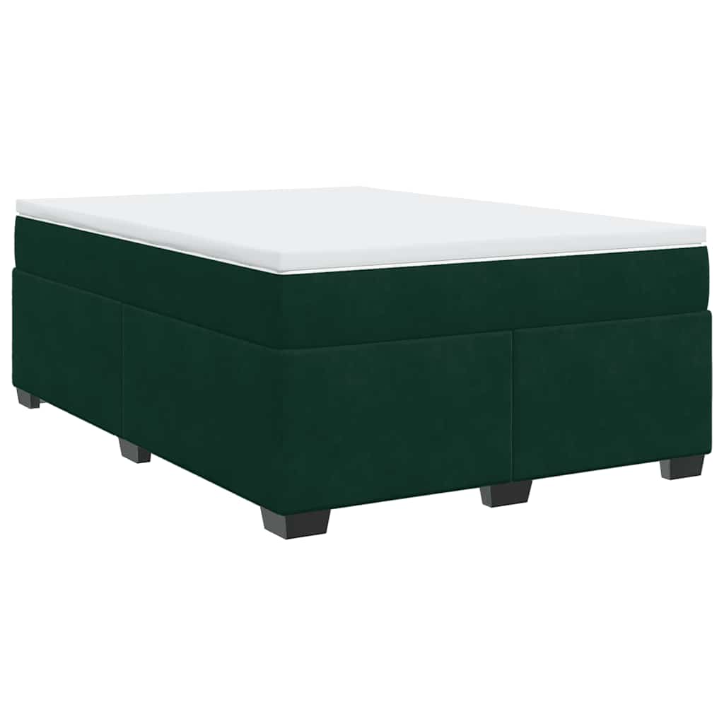 Boxspringbett mit Matratze Dunkelgrün 140x190 cm Samt