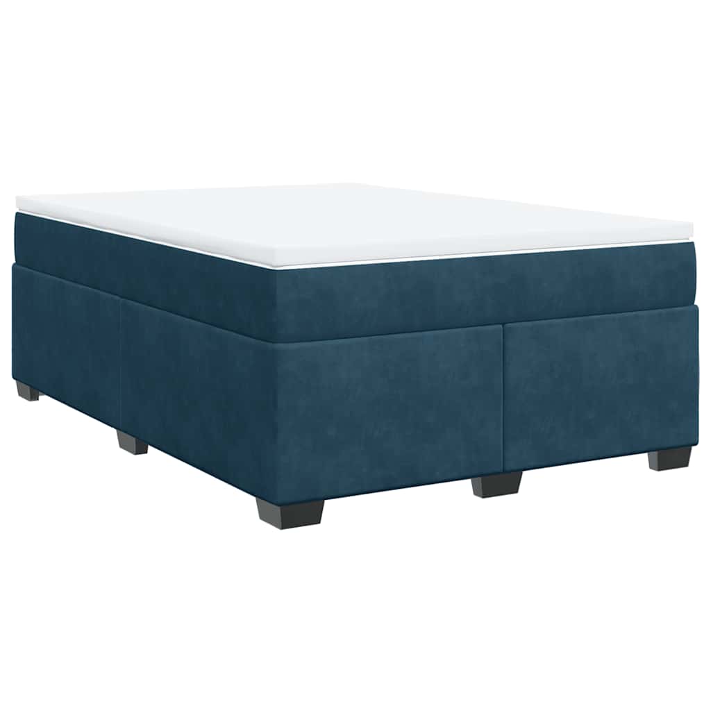 Boxspringbett mit Matratze Dunkelblau 140x190 cm Samt
