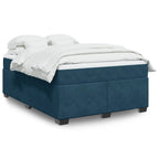 Boxspringbett mit Matratze Dunkelblau 140x190 cm Samt