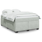 Boxspringbett mit Matratze Hellgrau 140x200 cm Samt