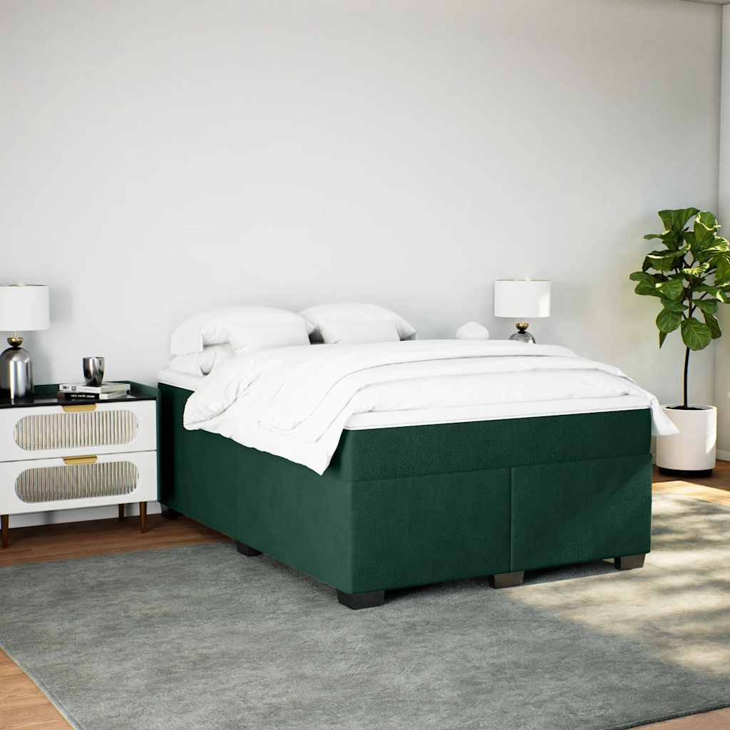 Boxspringbett mit Matratze Dunkelgrün 140x200 cm Samt