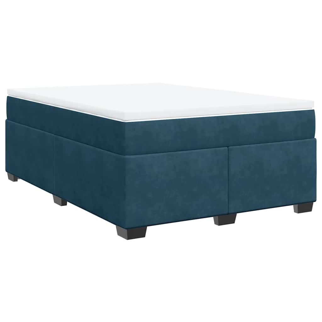 Boxspringbett mit Matratze Dunkelblau 140x200 cm Samt