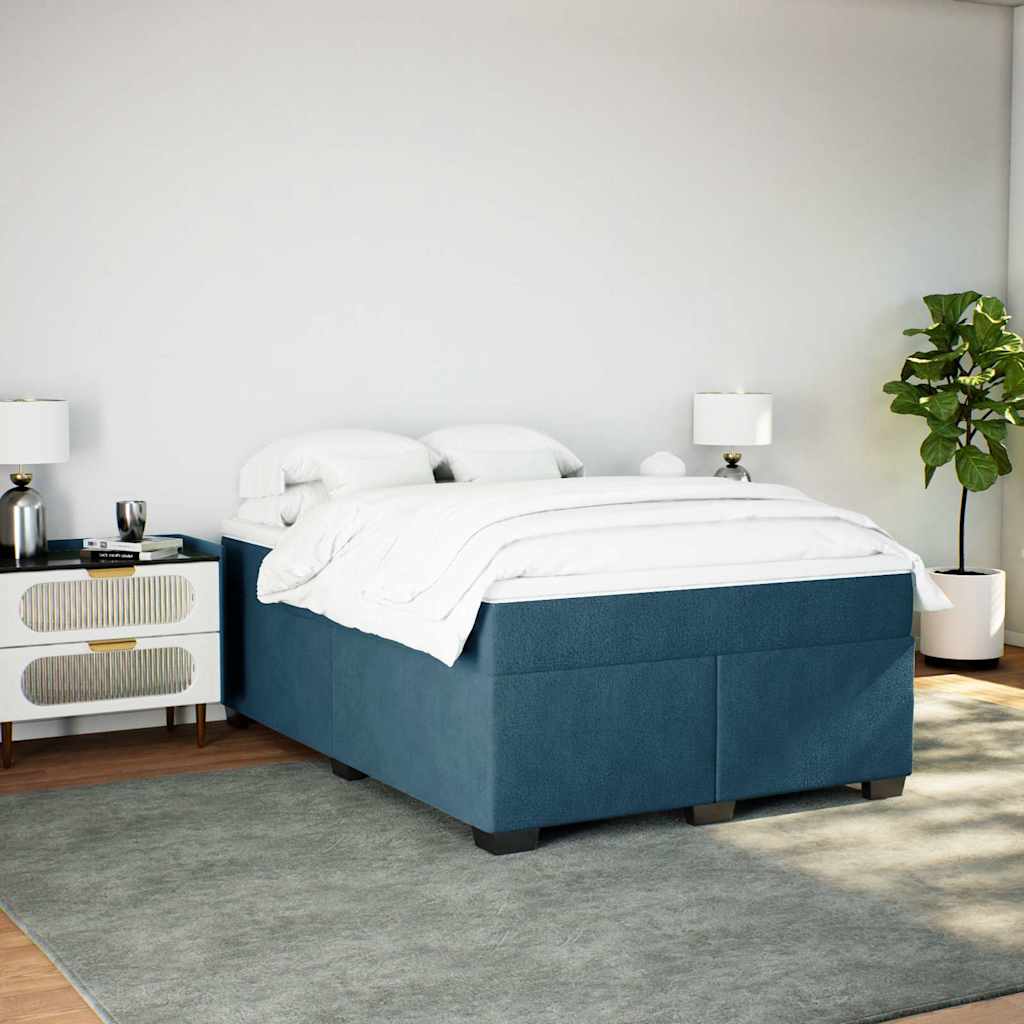 Boxspringbett mit Matratze Dunkelblau 160x200 cm Samt
