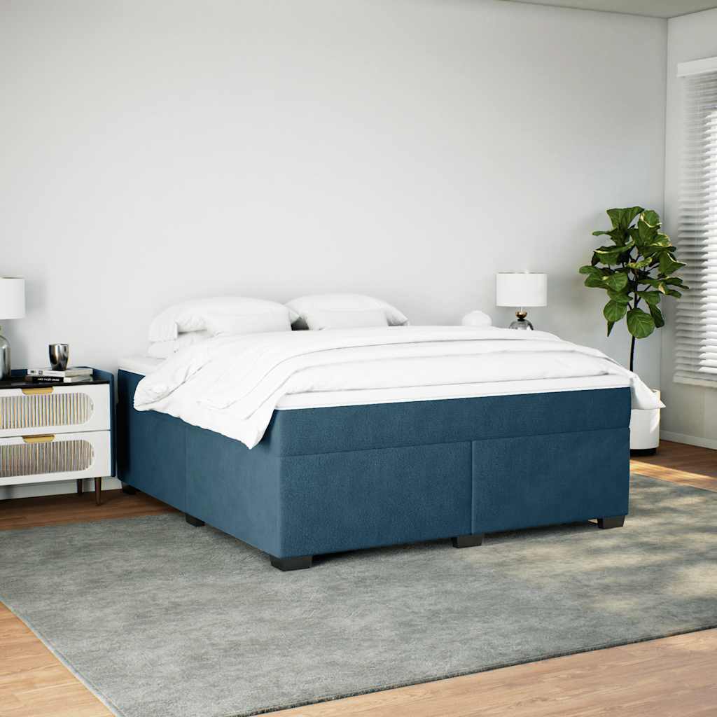 Boxspringbett mit Matratze Dunkelblau 180x200 cm Samt