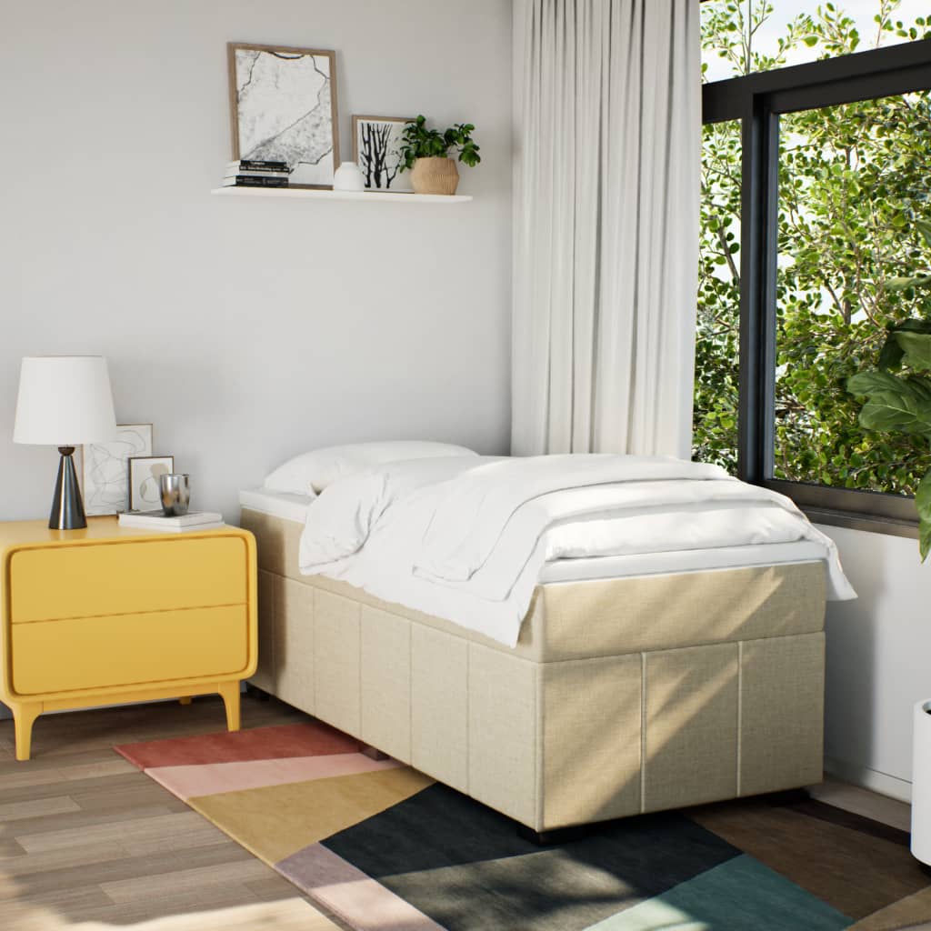 Boxspringbett mit Matratze Creme 90x190 cm Stoff