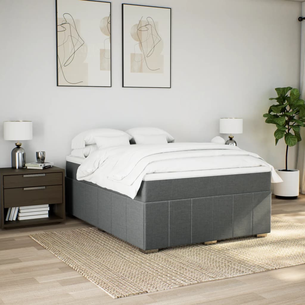 Boxspringbett mit Matratze Dunkelgrau 140x190 cm Stoff