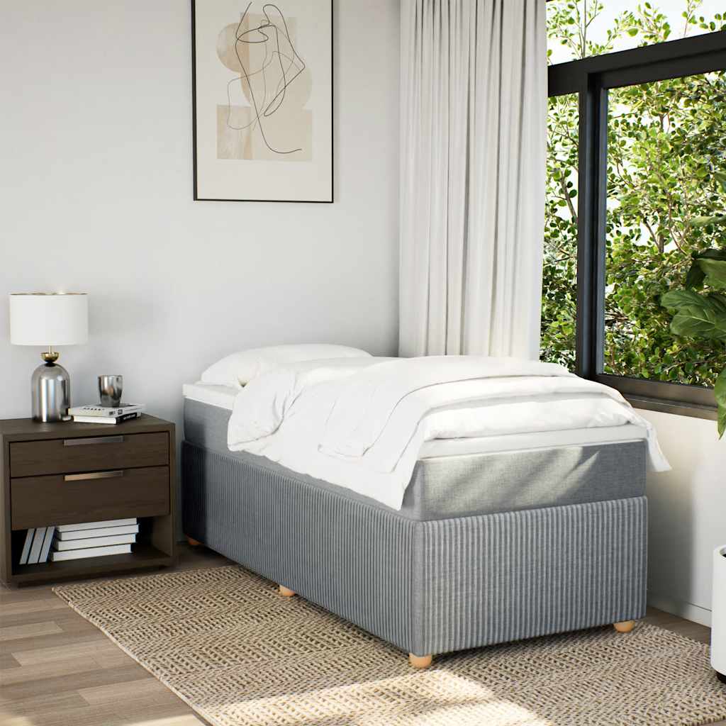 Boxspringbett mit Matratze Hellgrau 90x200 cm Stoff