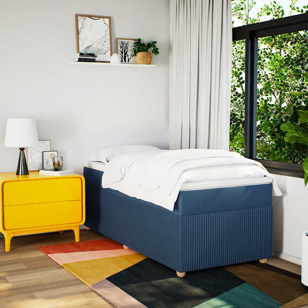 Boxspringbett mit Matratze Blau 100x200 cm Stoff