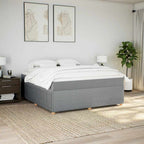 Boxspringbett mit Matratze Hellgrau 180x200 cm Stoff