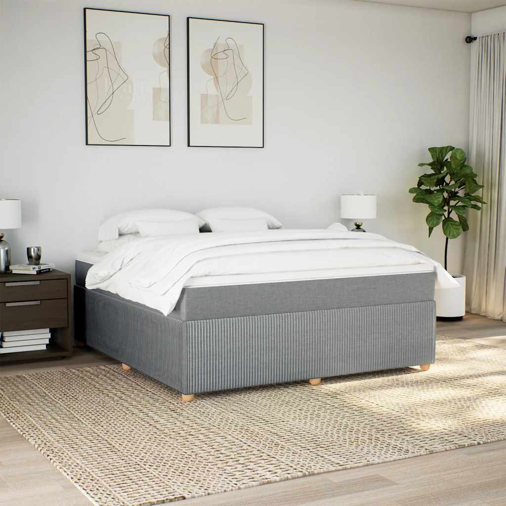 Boxspringbett mit Matratze Hellgrau 180x200 cm Stoff