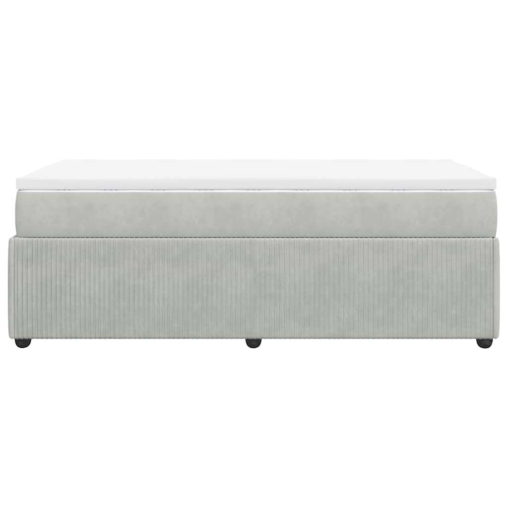 Boxspringbett mit Matratze Hellgrau 90x190 cm Samt