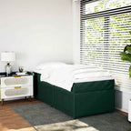 Boxspringbett mit Matratze Dunkelgrün 90x190 cm Samt