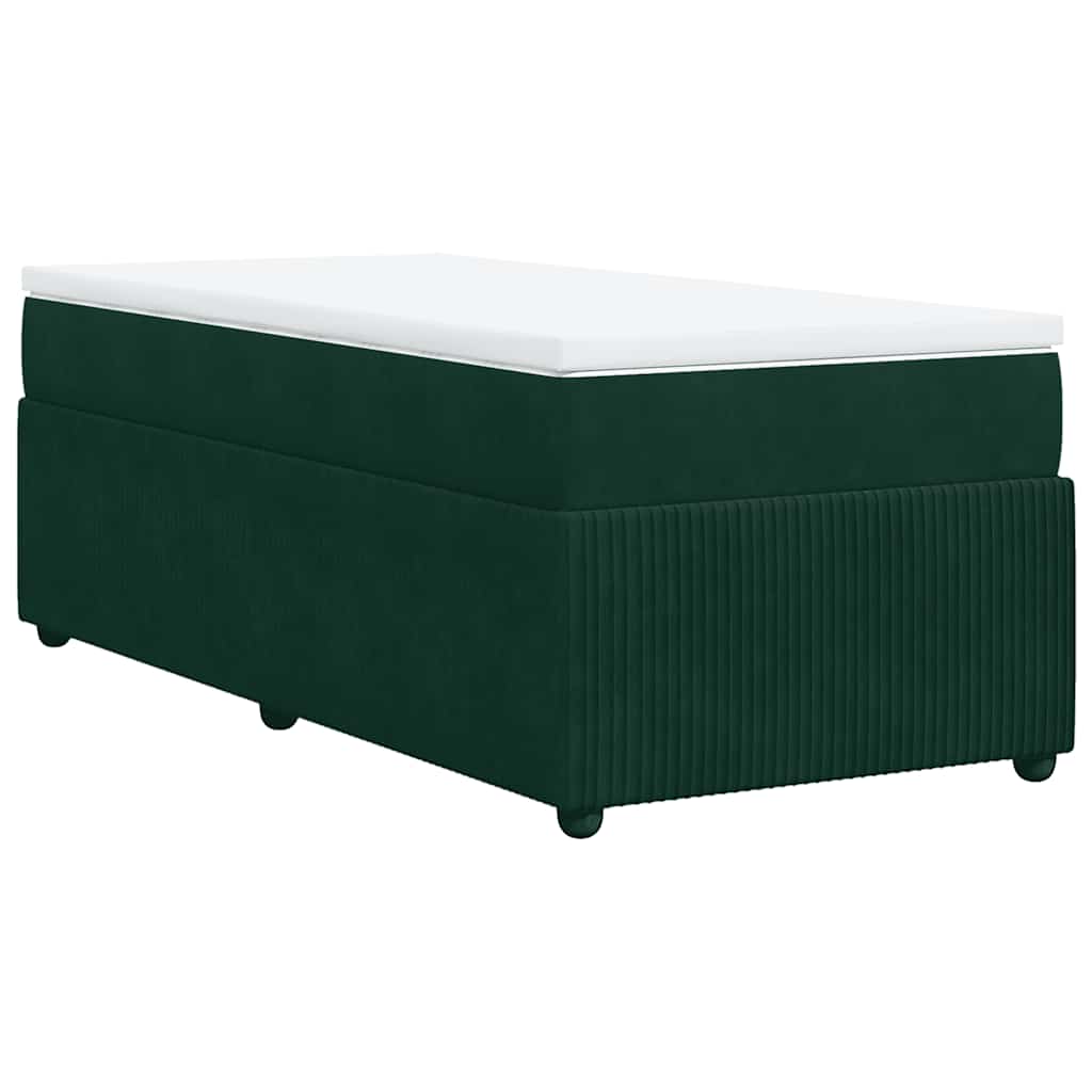 Boxspringbett mit Matratze Dunkelgrün 90x190 cm Samt