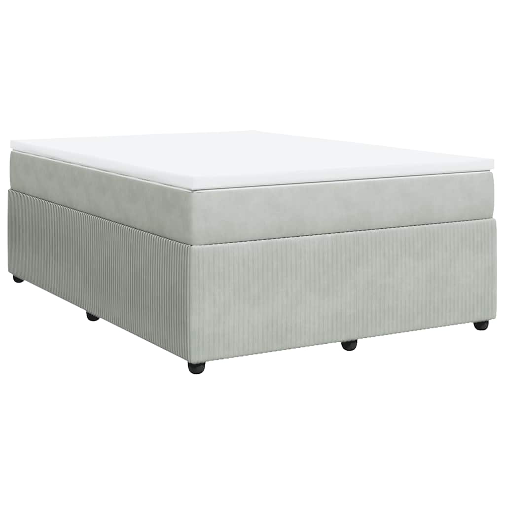 Boxspringbett mit Matratze Hellgrau 140x190 cm Samt