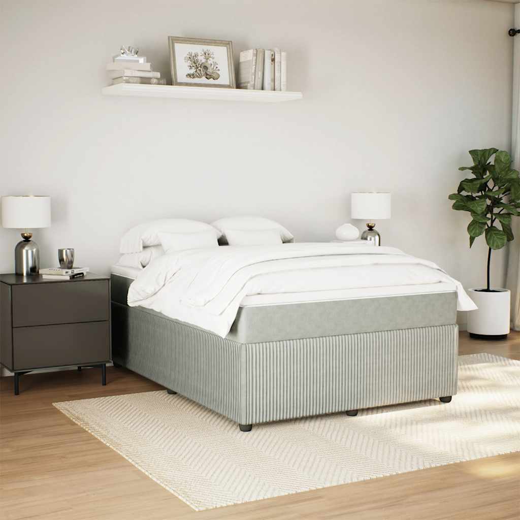 Boxspringbett mit Matratze Hellgrau 140x190 cm Samt