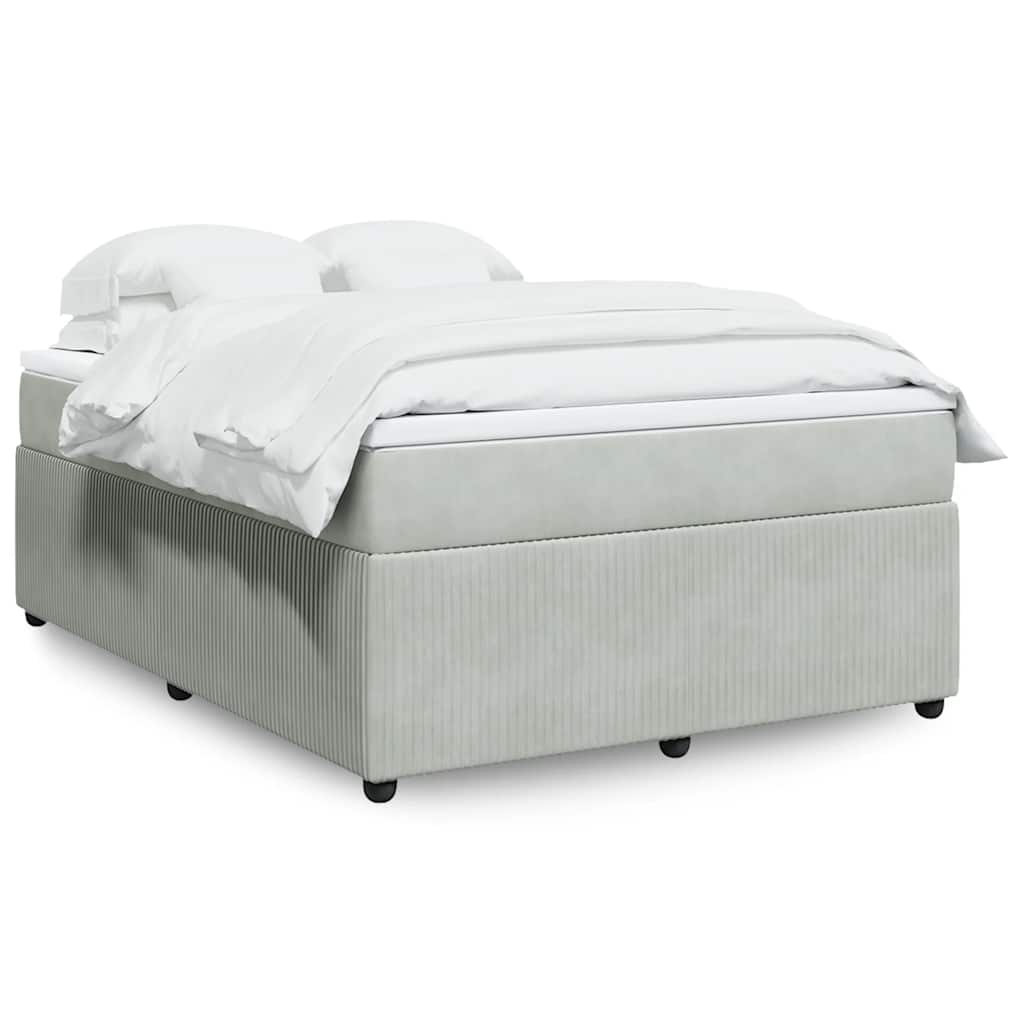 Boxspringbett mit Matratze Hellgrau 140x190 cm Samt