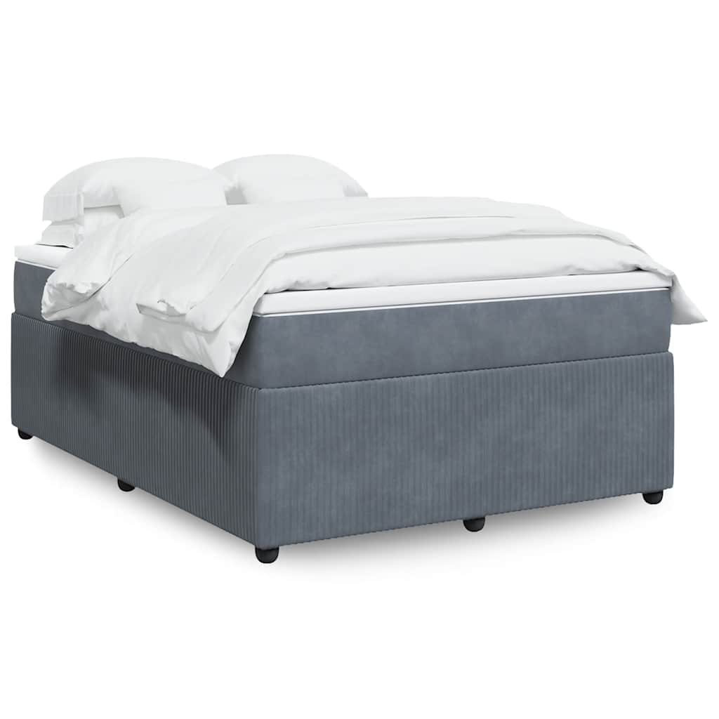Boxspringbett mit Matratze Dunkelgrau 140x190 cm Samt