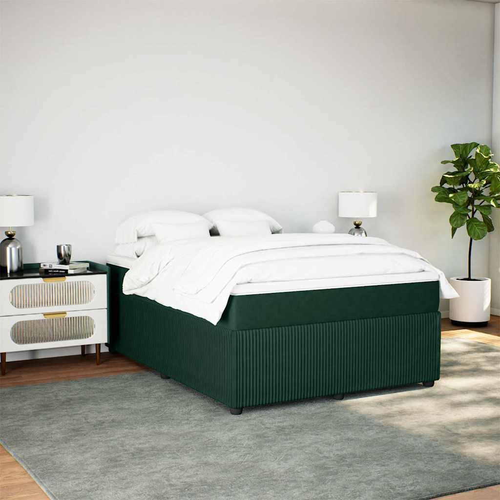 Boxspringbett mit Matratze Dunkelgrün 140x190 cm Samt