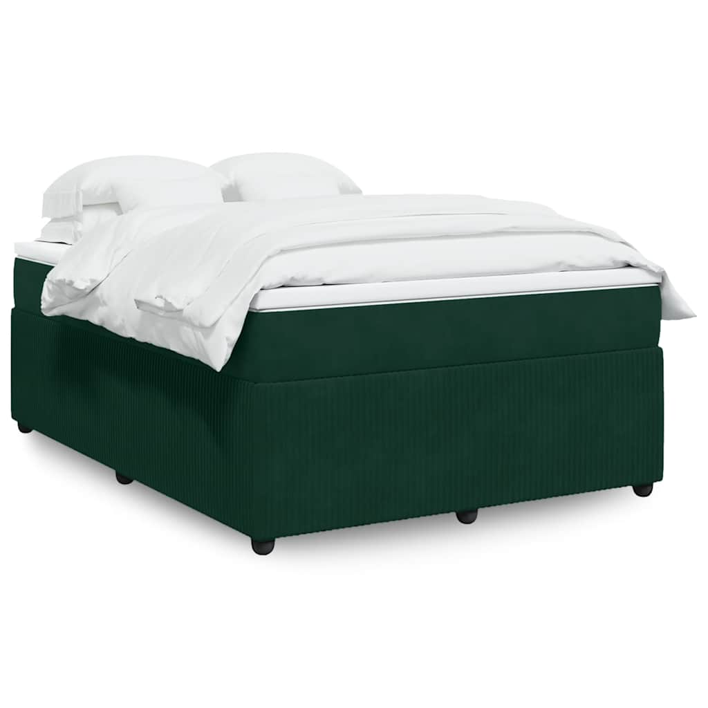 Boxspringbett mit Matratze Dunkelgrün 140x190 cm Samt