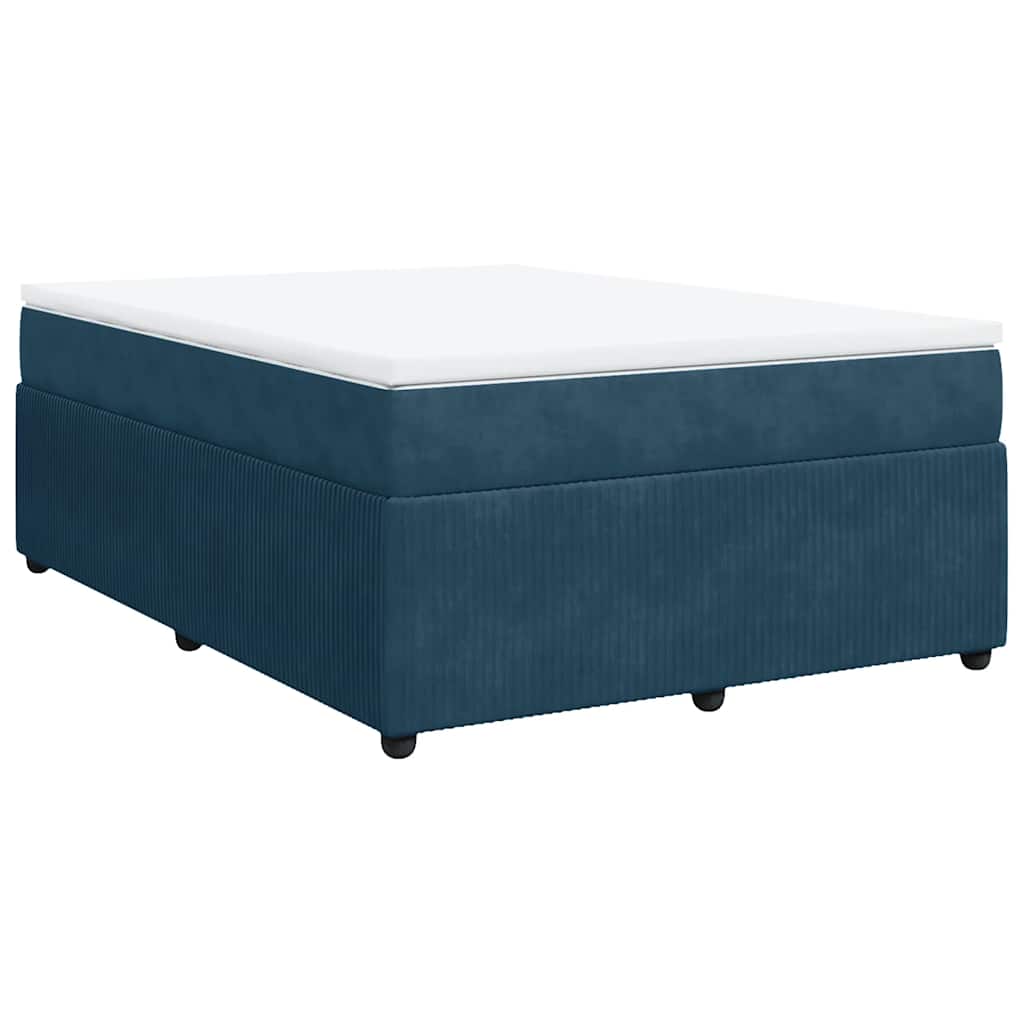 Boxspringbett mit Matratze Dunkelblau 140x190 cm Samt
