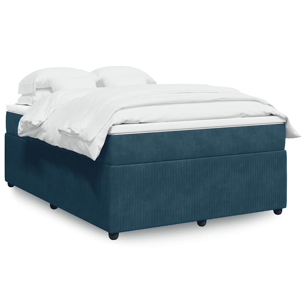 Boxspringbett mit Matratze Dunkelblau 140x190 cm Samt