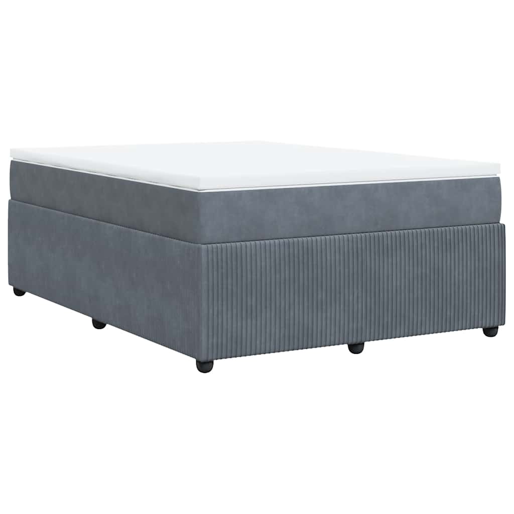 Boxspringbett mit Matratze Dunkelgrau 160x200 cm Samt