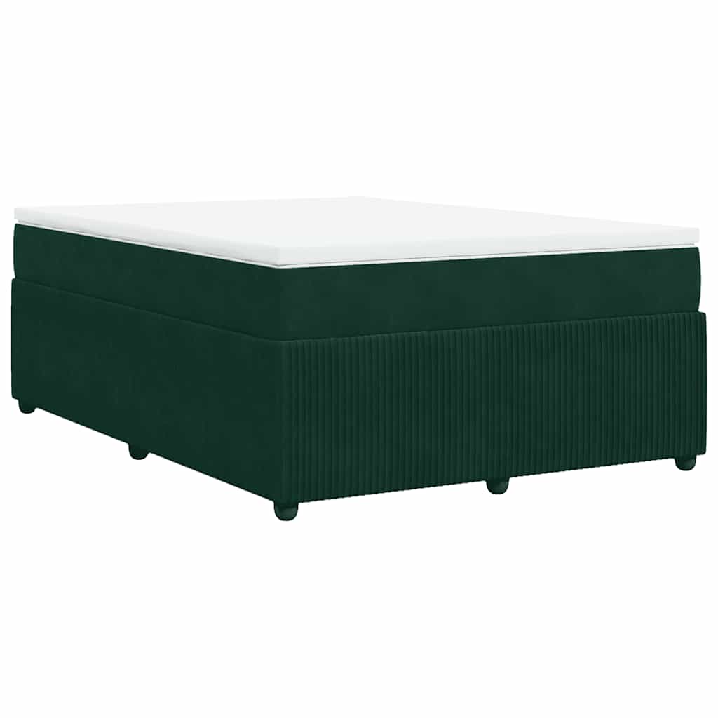 Boxspringbett mit Matratze Dunkelgrün 160x200 cm Samt