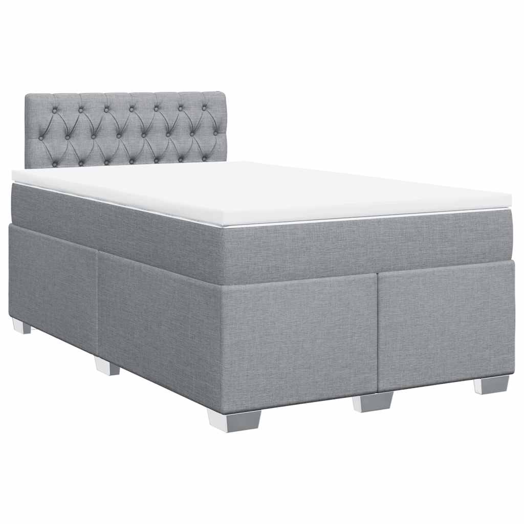 Boxspringbett mit Matratze Hellgrau 120x190 cm Stoff