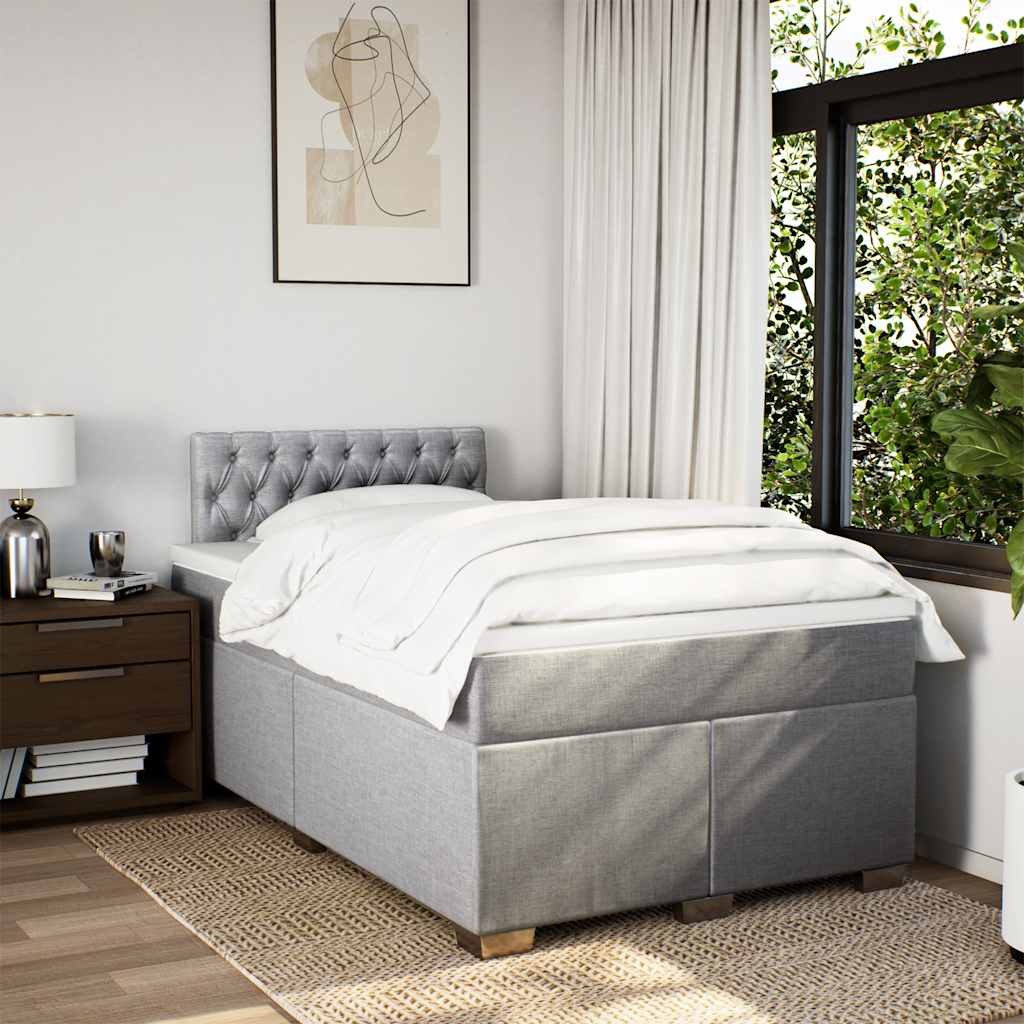 Boxspringbett mit Matratze Hellgrau 120x190 cm Stoff