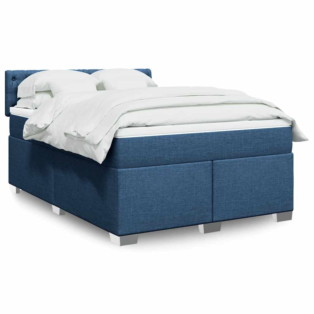 Boxspringbett mit Matratze Blau 140x190 cm Stoff