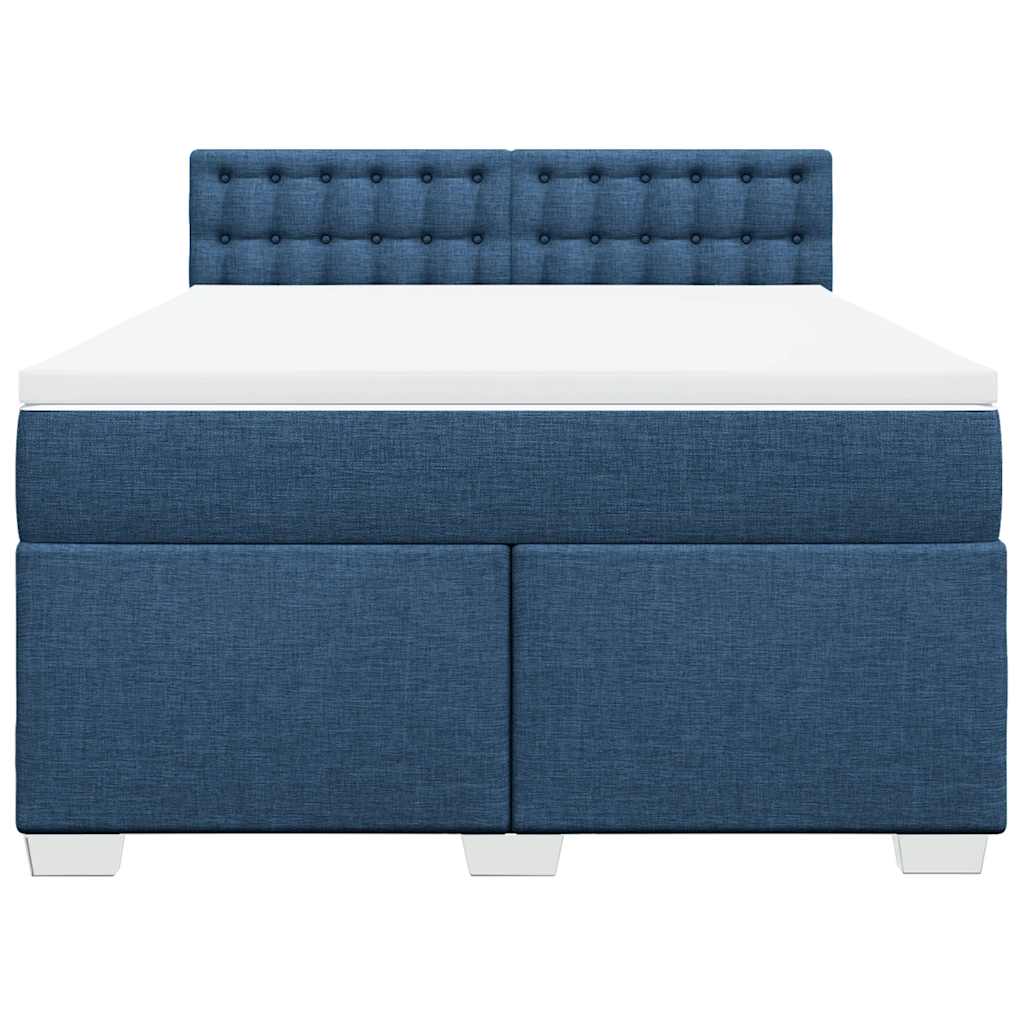 Boxspringbett mit Matratze Blau 140x190 cm Stoff