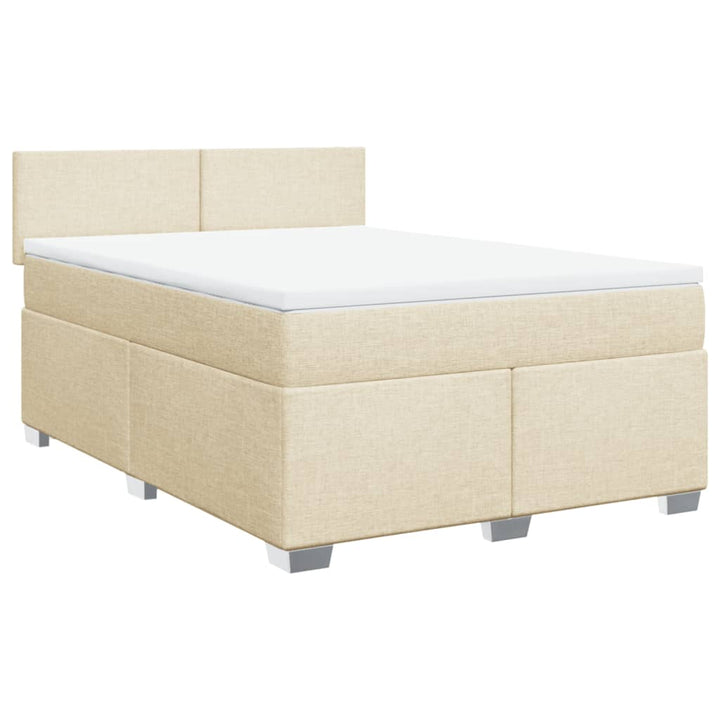 Boxspringbett mit Matratze Creme 140x200 cm Stoff