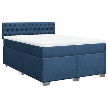 Boxspringbett mit Matratze Blau 140x200 cm Stoff