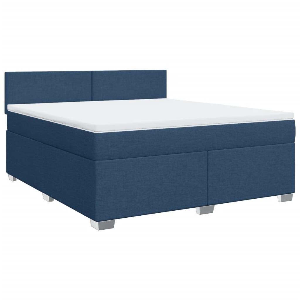 Boxspringbett mit Matratze Blau 180x200 cm Stoff