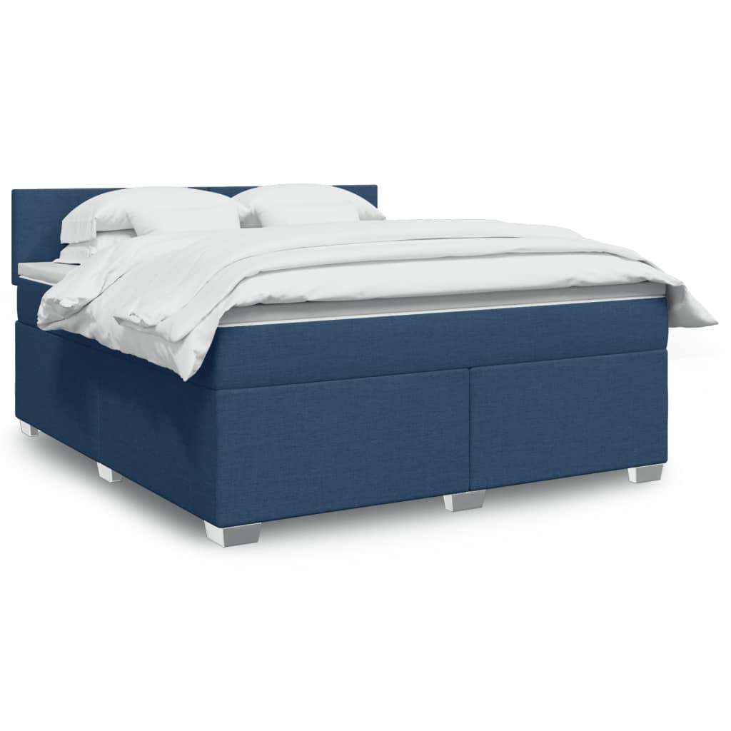 Boxspringbett mit Matratze Blau 180x200 cm Stoff