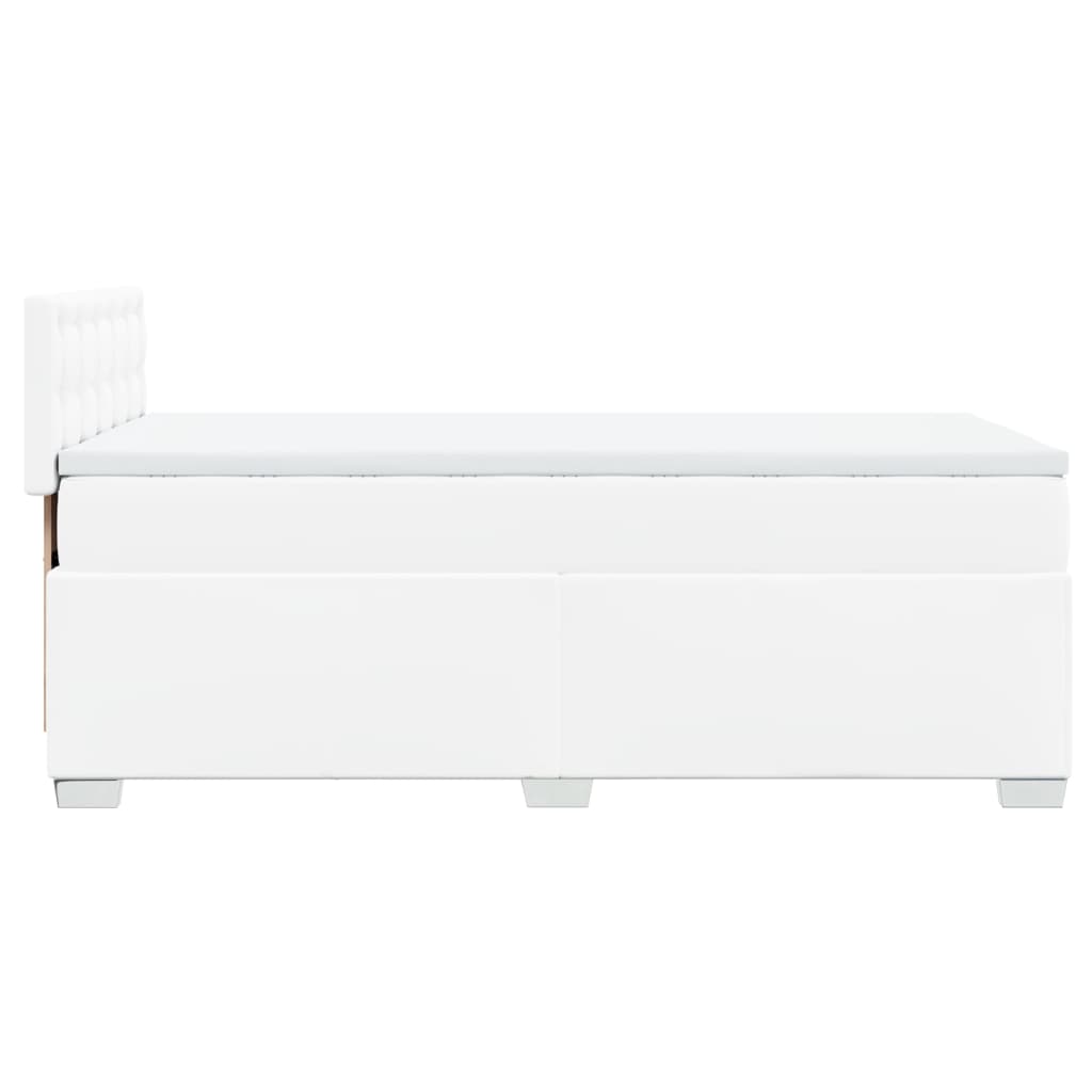 Boxspringbett mit Matratze Weiß 80x200 cm Kunstleder
