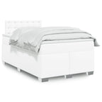 Boxspringbett mit Matratze Weiß 120x190 cm Kunstleder
