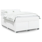 Boxspringbett mit Matratze Weiß 140x190 cm Kunstleder