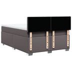 Boxspringbett mit Matratze Grau 140x190 cm Kunstleder